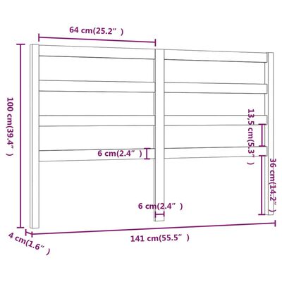 vidaXL Posteljno vzglavje 141x4x100 cm trdna borovina