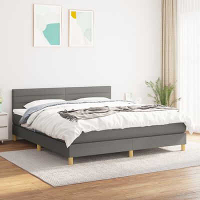 vidaXL Box spring postelja z vzmetnico temno siva 180x200 cm blago