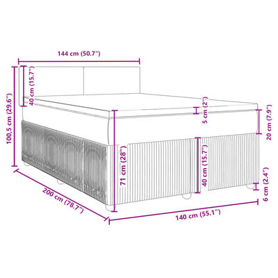 vidaXL Box spring postelja z vzmetnico črna 140x200 cm blago