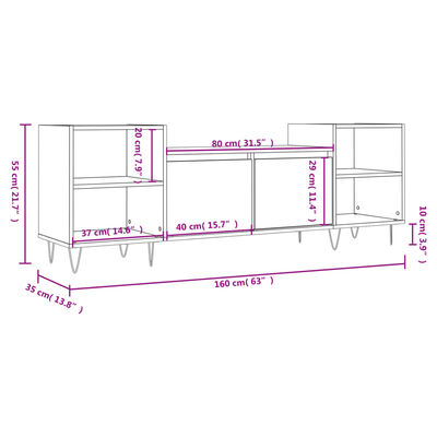 vidaXL TV omarica sonoma hrast 160x35x55 cm inženirski les