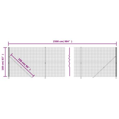 vidaXL Mrežna ograja s prirobnico antracit 1,6x25 m