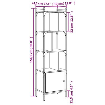 vidaXL Knjižna omara z vrati črna 44,5x30x154,5 cm inženirski les