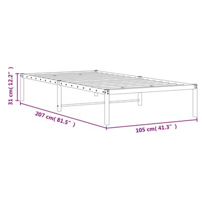 vidaXL Kovinski posteljni okvir črn 100x200 cm