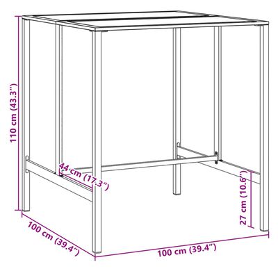 vidaXL Barska miza črna 100x100x110 cm prašno barvano jeklo