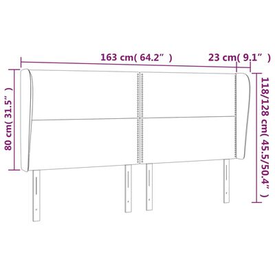 vidaXL Vzglavje z ušesi temno sivo 163x23x118/128 cm žamet