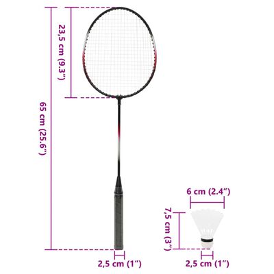 vidaXL Badminton set z 2 loparjema, mrežo in shranjevalno torbo