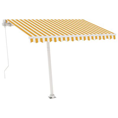 vidaXL Prostostoječa ročno zložljiva tenda 350x250 cm rumena/bela