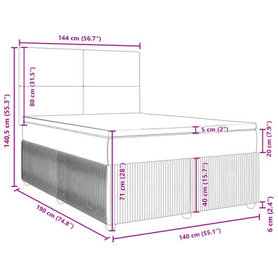 vidaXL Box spring postelja z vzmetnico krem 140x190 cm blago