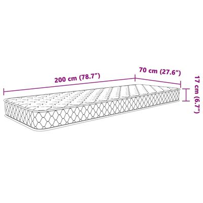 vidaXL Vzmetnica s spominsko peno bela 70x200x17 cm