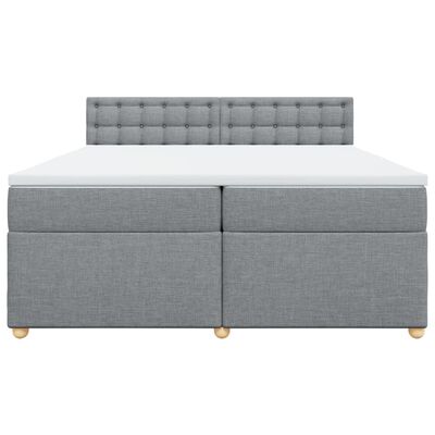 vidaXL Box spring postelja z vzmetnico svetlo siva 200x200 cm blago