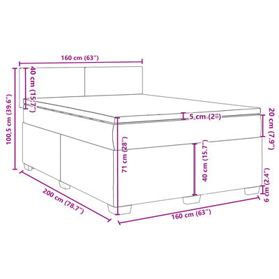 vidaXL Box spring postelja z vzmetnico krem 160x200 cm blago