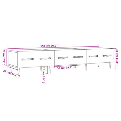 vidaXL TV omarica dimljeni hrast 150x36x30 cm inženirski les