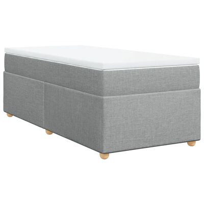 vidaXL Box spring postelja z vzmetnico svetlo siv 100x200 cm blago