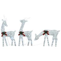 vidaXL Družina božičnih jelenov 270x7x90 cm bela hladno bela mreža