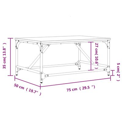 vidaXL Klubska mizica dimljeni hrast 75x50x35 cm inženirski les