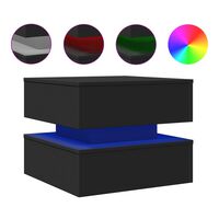 vidaXL Klubska mizica z LED lučkami črna 50x50x40 cm
