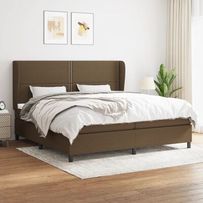 vidaXL Box spring postelja z vzmetnico temno rjav 200x200 cm blago