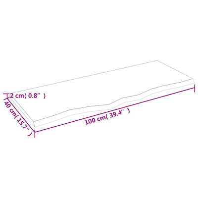 vidaXL Stenska polica svetlo rjava 100x40x2 cm trdna hrastovina