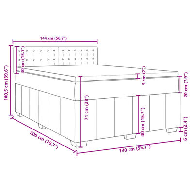 vidaXL Box spring postelja z vzmetnico temno rjava 140x200 cm blago