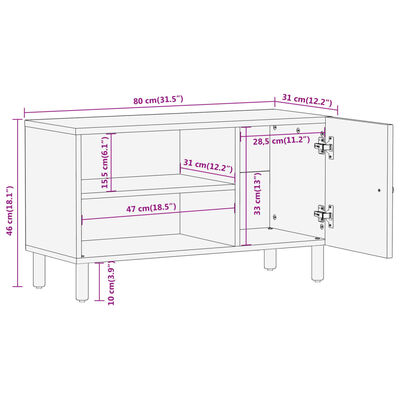 vidaXL TV omarica 80x31x46 cm trden mangov les