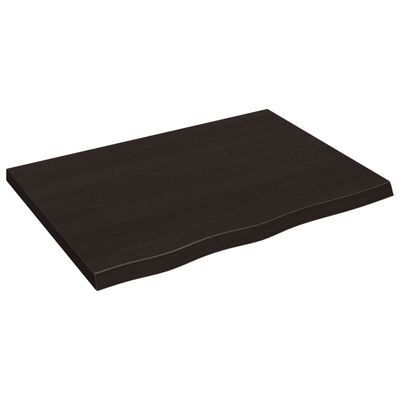 vidaXL Mizna plošča temno rjav 80x60x(2-4)cm obdelana trdna hrastovina