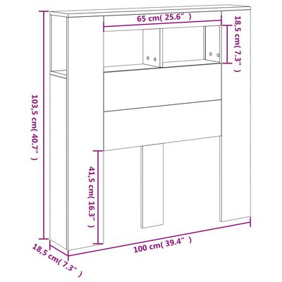 vidaXL LED posteljno vzglavje črno 100x18,5x103,5 cm inženirski les