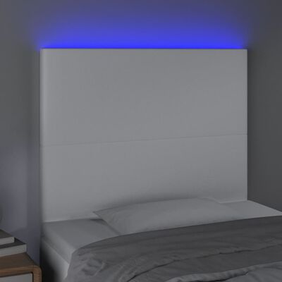 vidaXL LED posteljno vzglavje belo 100x5x118/128 cm umetno usnje