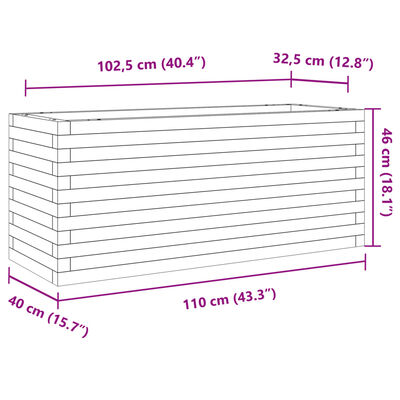 vidaXL Vrtno cvetlično korito belo 110x40x46 cm trdna borovina