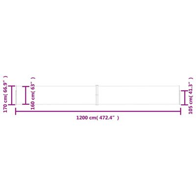 vidaXL Zložljiva stranska tenda za teraso 170x1200 cm rdeča