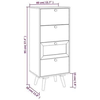 vidaXL Visoka omara s predali 40x30x95 cm inženirski les