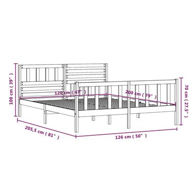 vidaXL Posteljni okvir iz trdnega lesa 120x200 cm