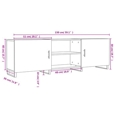 vidaXL TV omarica bela 150x30x50 cm inženirski les