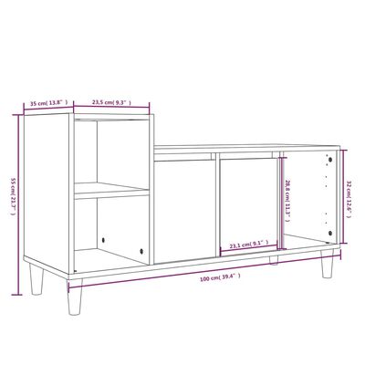 vidaXL TV omarica bela 100x35x55 cm inženirski les