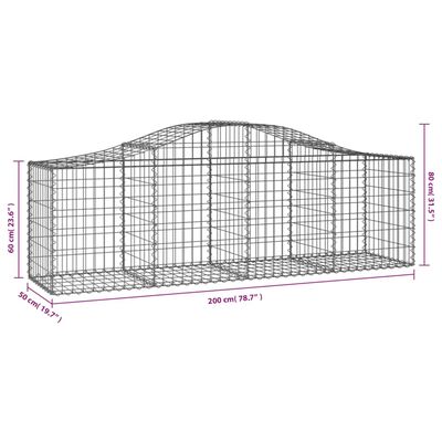 vidaXL Obokana gabionska košara 40 kosov 200x50x60/80cm cinkano železo