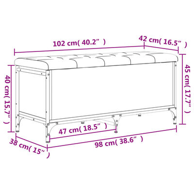 vidaXL Klop za shranjevanje siva sonoma 102x42x45 cm inženirski les