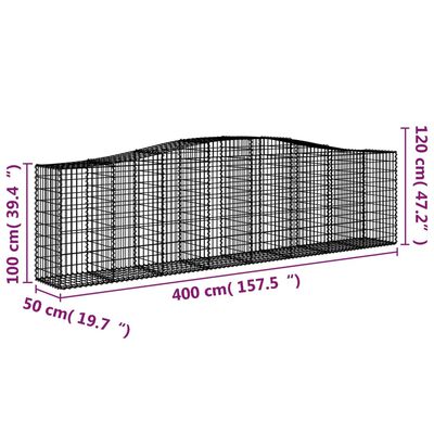 vidaXL Obokane gabion košare 5 kosi 400x50x100/120cm pocinkano železo