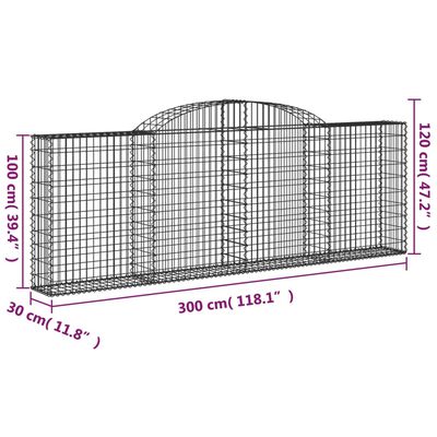 vidaXL Obokana gabion košara 15 kos 300x30x100/120 cm pocinkano železo