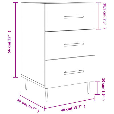 vidaXL Nočna omarica sonoma hrast 40x40x66 cm inženirski les