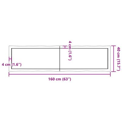 vidaXL Mizna plošča 160x40x(2-4) cm neobdelana hrastovina naraven rob