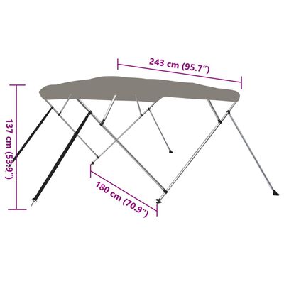 vidaXL Bimini tenda s 4 loki siva 243x180x137 cm