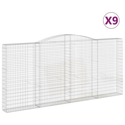 vidaXL Obokane gabion košare 9 kosov 400x30x180/200cm pocinkano železo