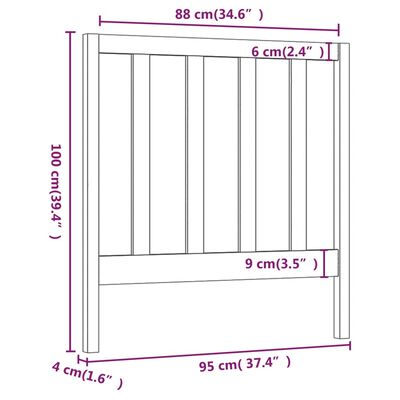 vidaXL Posteljno vzglavje belo 95x4x100 cm trdna borovina