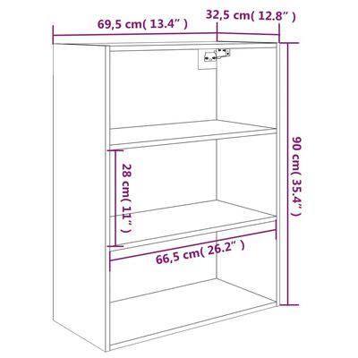 vidaXL Viseča stenska omarica betonsko siva 69,5x32,5x90 cm