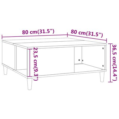 vidaXL Klubska mizica sonoma hrast 80x80x36,5 cm inženirski les