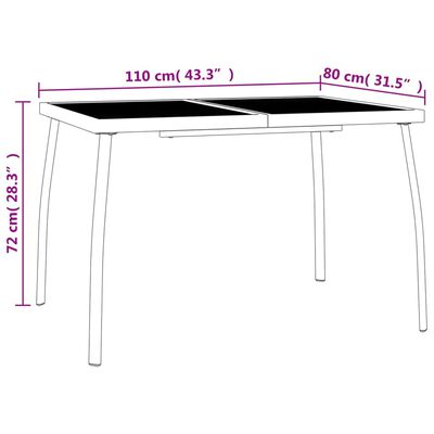 vidaXL Vrtna miza antracit 110x80x72 cm jeklena mreža