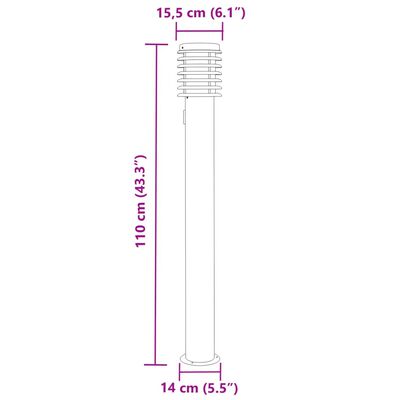 vidaXL Zunanja talna svetilka z vtičnico srebrna 110cm nerjaveče jeklo