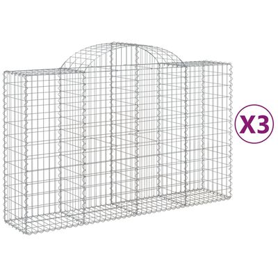 vidaXL Obokane gabion košare 3 kosi 200x50x120/140 cm pocinkano železo