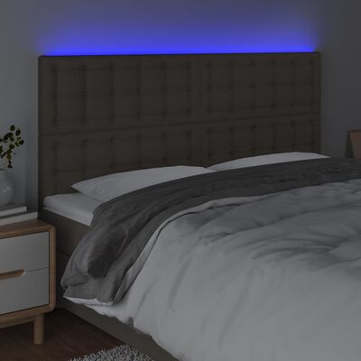 vidaXL LED posteljno vzglavje taupe 160x5x118/128 cm blago