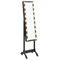 vidaXL Prostostoječe ogledalo z LED lučkami črno 34x37x146 cm