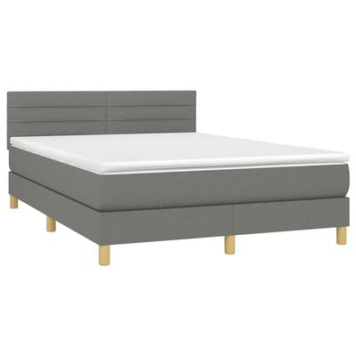 vidaXL Box spring postelja z vzmetnico temno siva 140x200 cm blago